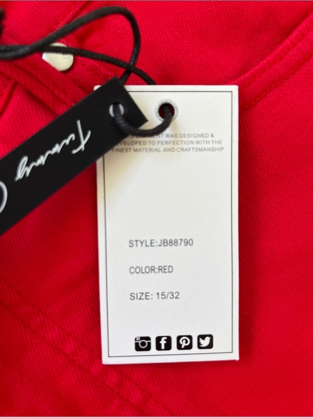 JUDY BLUE "FIRE ENGINE" RED TUMMY CONTROL SKINNY JEANS size 15/32 - Picture 8 of 11